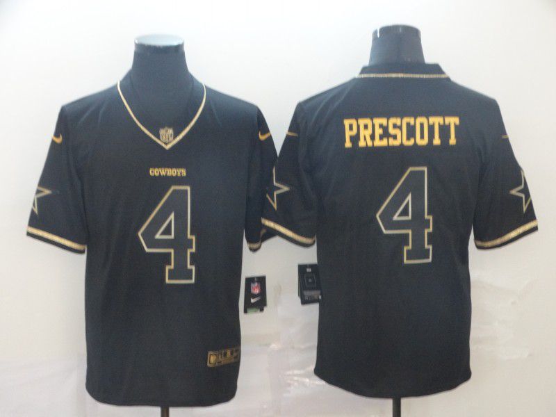 Men Dallas cowboys #4 Prescott Black Retro gold character Nike NFL Jerseys->dallas cowboys->NFL Jersey